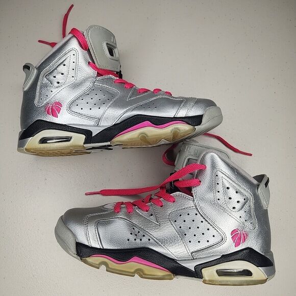 Air Jordan VI 6 Valentine's Day Retro Silver Pink Size 5.5Y 543390-009 EU38 - Picture 7 of 10